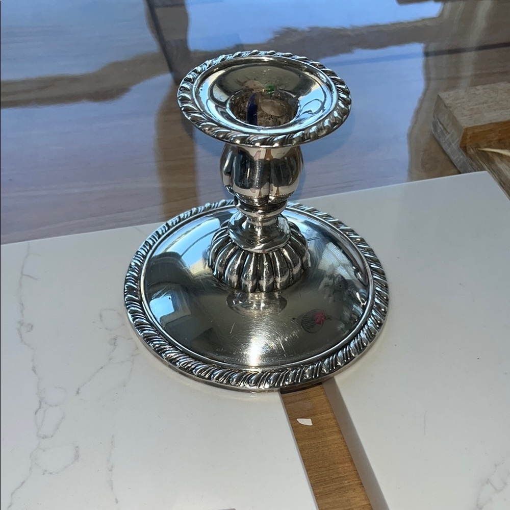 Elegant Silver Pleated Candle Holder